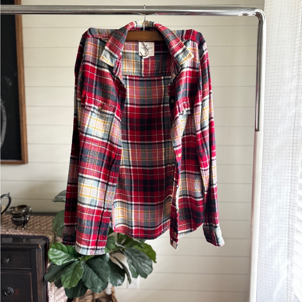American Eagle Outfitters Red Plaid Button Down Shirt
